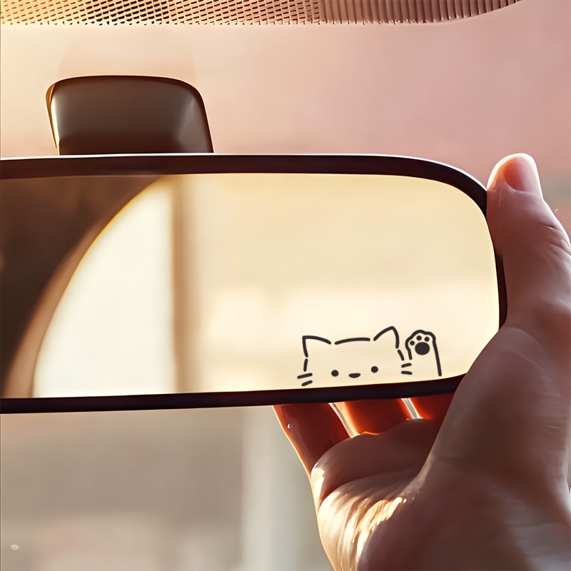 Car Accessories Nz - 2pcs Cartoon Peeking Cat Car Mirror
