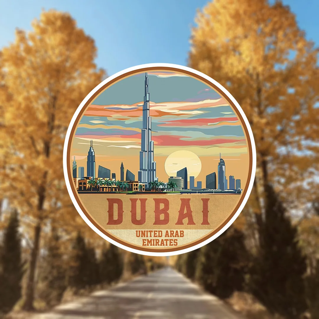 Car Accessories Uae - 1Pc Matte Dubai UAE Cartoon Souvenir